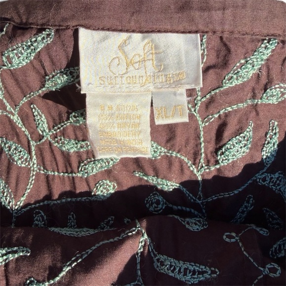 Soft Surroundings Y2K Boho/Western/Indie Brown Skirt with Teal Embroidery - Picture 4 of 6